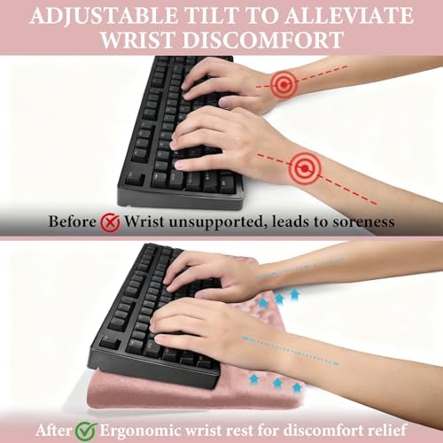 3-Piece Ergonomic Desk Mat Set 31.5"x15.7" with Pink Memory Foam Wrist Rest - Image 3