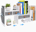 X-cosrack Adjustable Desk Shelves for Storage, Desktop Bookshelf with 3 Drawers, White Wood Desk Shelf for Top of Desk, Corner Desktop Organizer for Women Office by X-cosrack