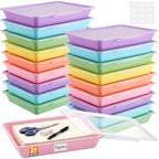 Tinlade 24 Pcs Classroom Paper Storage Bins with Lids, Macaron, 13x10in by Tinlade