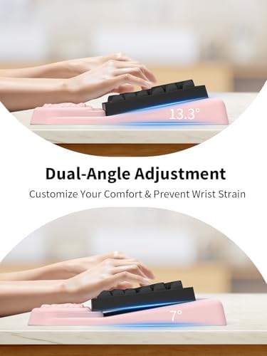 3-in-1 Ergonomic Keyboard Stand with Wrist Rest & Mouse Pad Set, Pink - Image 3