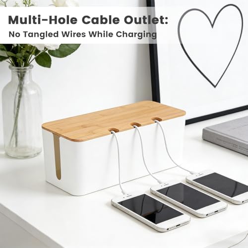 2 PCS Large Cable Management Box – Wooden Style Cord Organizer and Cover - Image 3