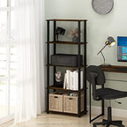 Furinno Turn-N-Tube 5-Tier Multipurpose Shelf / Display Rack / Storage Shelf / Bookshelf, Square Tubes, Americano/Black - Image 2