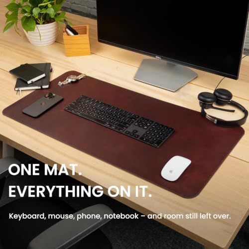 Havee Cabana Leather Desk Mat - Genuine Leather Handmade in Colombia - 32" x 16" - Brown - Image 3