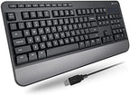 X9 Wired Ergonomic Keyboard - Comfortable Typing - Ergonomic Full Size USB Keyboard with Wrist Rest, Number Pad, Multimedia and 114 Keys - External Computer Keyboard for Laptop, Desktop and Office PC by X9Performance