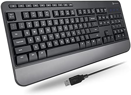X9 Wired Ergonomic Keyboard - Comfortable Typing - Ergonomic Full Size USB Keyboard with Wrist Rest, Number Pad, Multimedia and 114 Keys - External Computer Keyboard for Laptop, Desktop and Office PC by X9Performance