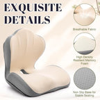 Chumia Ergonomic Seat Cushion Back Support for Office Chair Car, Beige Gray - Image 3