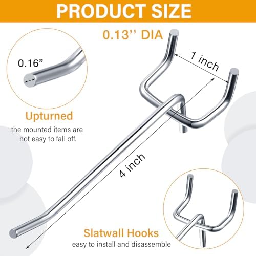 Shimeyao 100 Pcs Peg Board Hooks Stainless Steel Pegs,4 Inch,Silver - Image 2