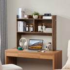 Nromant Desktop Bookshelf, Wooden Desk Storage Hutch with 5 Shelves, 3-Tier Desktop Display Organizer Rack for Office Home (Brown, 5 Shelves B) - Image 2