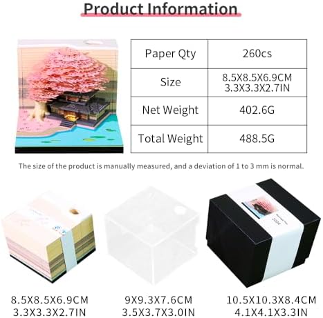 3D Memo Pad, 3D Calendar 2027, Time Piece Calendar, Tear-Off Calendars 2027, 3D Paper Carving Art Memo Pad, Art Carving Sticky Notes for Office Home Gifts Ornaments (Four Seasons Tree) - Image 6