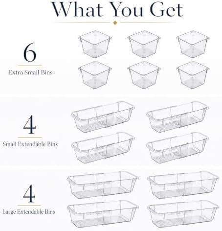 14 Pcs Adjustable Drawer Organizer, Expandable Clear Drawer Organizer - Image 6