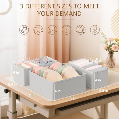 Criusia 26 Pack Drawer Organizer for Clothes, Foldable Dresser Dividers with 3 Sizes, Fabric Storage Bins – Gray - Image 2