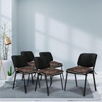 Office Stacking Chair Cushions 4 Pack, Corduroy High Density Foam Kitchen Seat Cushions with Ties, Square 17" x 17" Indoor Non-Slip Dining Chair Pads, Brown, 4pcs - Image 2