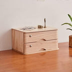 Desktop File Cabinet - Desktop Storage Box with Drawers - Solid Wood Storage Box - Desktop Organizer, with Drawer Wooden Artist Storage Supply Box, Multi Level Countertop,B-2 Drawer by Unknown