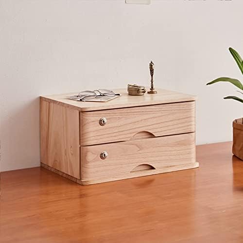 Desktop File Cabinet - Desktop Storage Box with Drawers - Solid Wood Storage Box - Desktop Organizer, with Drawer Wooden Artist Storage Supply Box, Multi Level Countertop,B-2 Drawer by Unknown