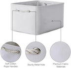 TheWarmHome Storage Basket for Gifts Empty - Large 3 Pack 15.7x11.8x8.2 inch Storage Basket for Organizing with Handles, Canves Storage Bins for Organizer Closet Toy Cubes Gift (White) - Image 6