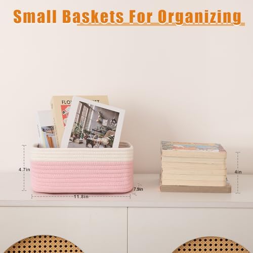 OIAHOMY 4 PACK 7L Storage Baskets for Organizing Storage Bins Pink - Image 2