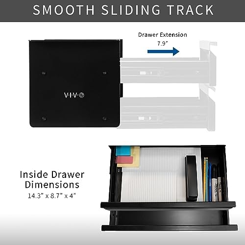 VIVO Black 16 in Slide Out Dual Tier Desk Drawer, DESK-DR02 - Image 5