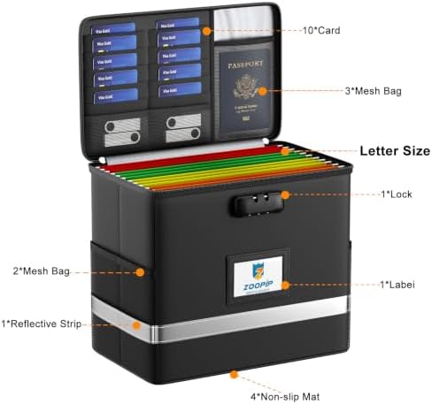 Fireproof File Box with Lock, 5200℉ Document Organizer, Black - Image 6