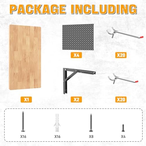 Ultrawall Folding Workbench with Pegboard, Wall Mount Work Table - Image 2