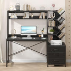 YOMILUVE 52" Computer Desk with Bookshelf, 3 Drawers ＆ Hutch for Bedroom by YomiluveDesign