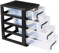 Angoily 4 Drawer Desk Organizer, Plastic Home Office Storage Organizer, Makeup Organizer Storage Station Cube, Cosmetics Jewelry Storage Box, 4 Drawer for Bathroom, Desk, Office (8.31x5.98x9.92 Inch) by Angoily