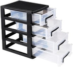 Angoily 4 Drawer Desk Organizer, Plastic Home Office Storage Organizer, Makeup Organizer Storage Station Cube, Cosmetics Jewelry Storage Box, 4 Drawer for Bathroom, Desk, Office (8.31x5.98x9.92 Inch) by Angoily