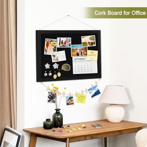 Double-Sided Wood Framed Cork Board with Linen, 30" x 20"（Black） - Image 6