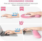 4-in-1 Large Gaming Mouse Pad, Keyboard Wrist Rest Pad & Wrist Support Mousepad Set, Extended Desk Pad Waterproof Desk Mat for Home Office Decor Study Game 35.4×15.7 Inches I Gradient Pink Blush - Image 5