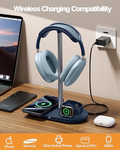 HiWe Headphone Stand, 2-in-1 MagSafe Wireless Charger for iPhone/iWatch - Image 3