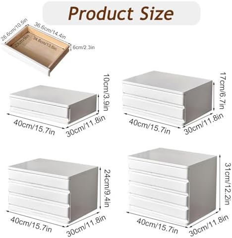 Solid Wood Drawer Desktop Storage Box, Multi-Layer Jewelry File Storage Drawer, Vertical Stackable Desk Organizers Cabinets with Handle for Office Area Study Home(2 Layer, Walnut) - Image 2