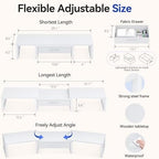 Dual Monitor Stand Riser, Desk Organizers and Accessories with Drawer, Computer Monitor Stands for Desk, Adjustable Desktop Shelf for PC Laptop Printer TV, White - Image 2