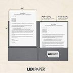 LUXPaper 9" x 12" Presentation Folders | Two Pocket | Front Cover Card Slits (Lower Right) | Sterling Gray Linen | 100lb. Cover | 100 Qty - Image 4