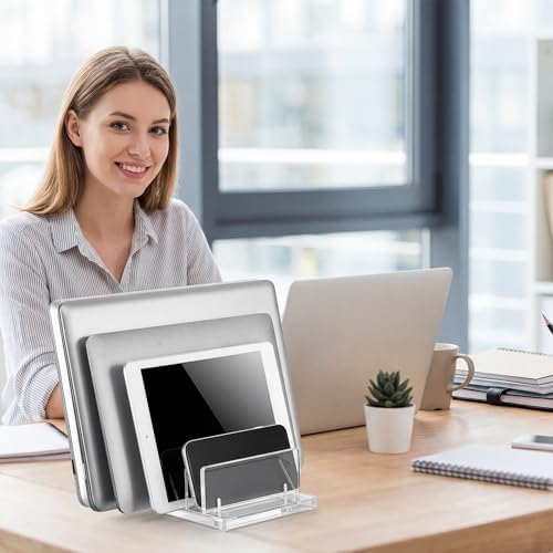Chunful 5 Slot Adjustable Vertical Laptop Stand for Desk - Image 6