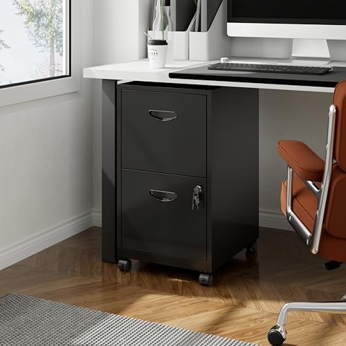 Polup 2 Drawer Rolling File Cabinet with Lock for Home Office - Image 2