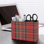 PU Leather Multi-Compartment Pen Holder Desktop Organizer Pencil Cup Storage Caddy for Office Home Supplies Blue Stewart Plaid Colorful Tartan Black Bright British - Image 5
