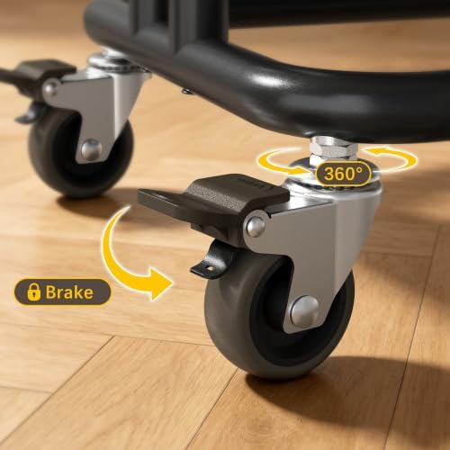 3 Tier Rolling Cart Metal Utility Cart with Lockable Wheels Home Office - Image 5