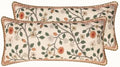 ISAENNE Designer Elegant Linen Throw Pillow Cover,Set of 2,28"x12"-Flora A by Isaennehomedecoration