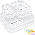 6 Pack Clear Hard Shell Zipper Case with Labels, 2S+2L+2XL by OrgEase