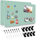 Green 2Pack Magnetic Board,17.5" x 11.4" Magnet Bulletin Board to Display Magnetic Notes, Poetry, Photos, Suitable for Wall, Refrigerator, Cabinet etc, Come with 4 Pcs Dual Lock Tape and Screws by HYHOSHI