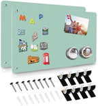 Green 2Pack Magnetic Board,17.5" x 11.4" Magnet Bulletin Board to Display Magnetic Notes, Poetry, Photos, Suitable for Wall, Refrigerator, Cabinet etc, Come with 4 Pcs Dual Lock Tape and Screws by HYHOSHI
