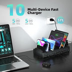 Zobirez 420W 10-Port Fast USB Charging Station for Multiple Devices, Black - Image 6