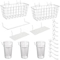 Pegboard Organizer Accessories, 18 Pack Baskets Cups Hooks (White+Clear) by GCORE