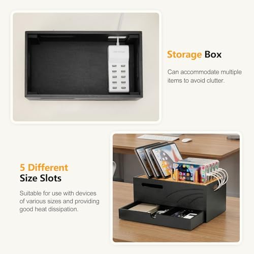 Homde Office Charging Station Organizer: 2 Layer Charger Holder (Black) - Image 5