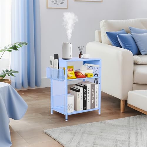 Sky Blue Kids Nightstand, Small Nightstand for Bedroom, End Table with Hooks and Holder, Toddler Bedside Table, Desk Organizer for Office, Small Desk for Living Room, Dorm (Sky Blue) - Image 5