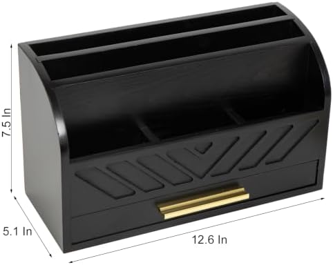 Wooden Desk Organizer with Drawer, Rustic Mail Holder & Office Storage - Image 4