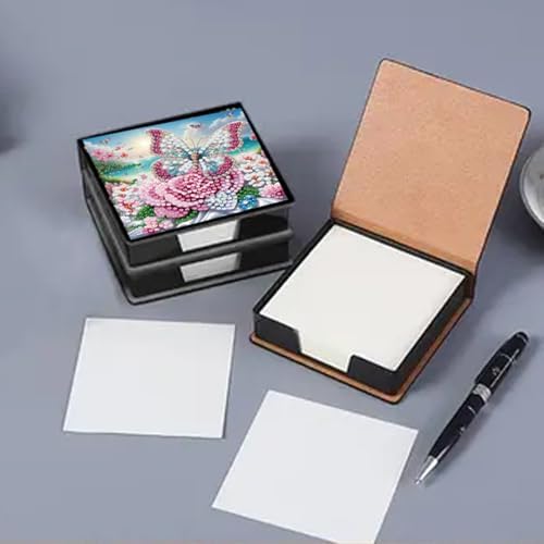 POETRYDRAW 4 Pcs Diamond Art Painting Kit Note Box, Diamond Art Notecard Box Sticky Note Holder for Adults Memo Pad Holder, Contains 160 Sheets of Paper (Flowers Butterfly) - Image 6