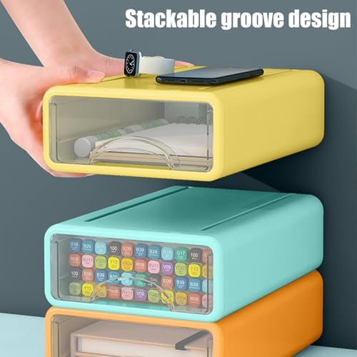 Desk Organizer with Drawers, Stackable Storage Drawers with Compartments Desktop Organization for Office Supplies, Makeup, Pencils, Tape, Erasers, Paperclips, Chargers (2S1M) - Image 6