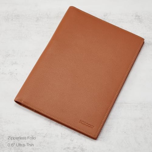 HISCOW Slim Leather Junior Padfolio, 5x8 Notepad Cover, Saddle Brown - Image 3
