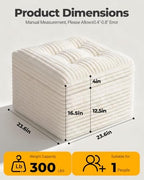 23.6in Pouf Ottoman, Corduroy Footstool Foot Rest Seating, Beige - Image 2