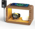 Bamboo Charging Station for Multiple Devices, 15W Fast Wireless Charger Night Light with 3 Color& 4 Adjustable Brightness, Night Stand Charger Station for iPhone/iWatch/AirPods (6953) by Alltripal
